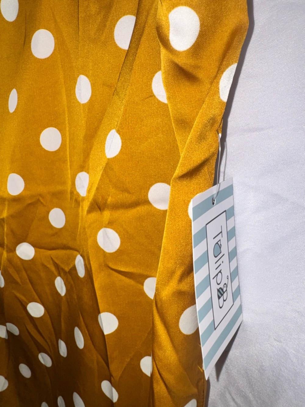 Tulip B Mustard Polka Dot Tie-Neck Blouse - Picture 4 of 6
